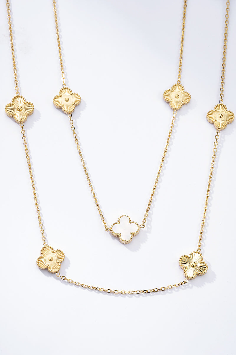 COLLIER TRÉFLE BEIGE & DORÉ -20%