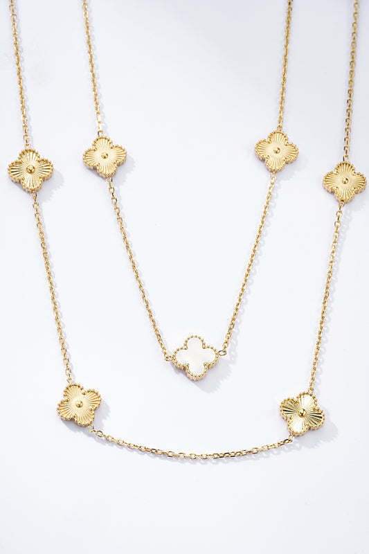 COLLIER TRÉFLE BEIGE & DORÉ -20%